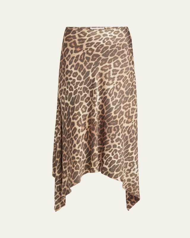 Leopard-Print Flowy Midi Skirt